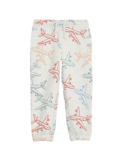 Cotton Rich Aeroplane Print Joggers (2-8 Yrs)