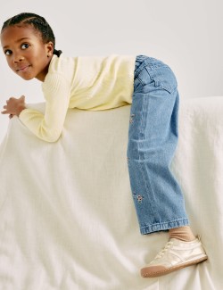 Džíny normálního střihu s výšivkou (2-10 let)