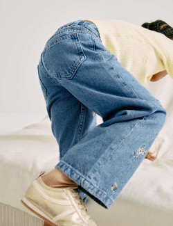 Džíny normálního střihu s výšivkou (2-10 let)