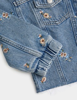 Džínová bundokošile s květovanou výšivkou (2–10 let)