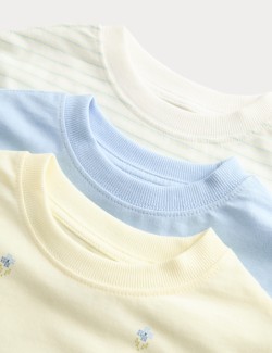 3 Pack Pure Cotton Floral T-Shirts (2-8 Yrs)