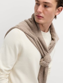 Pure Cotton Textured Crew Neck Jumper