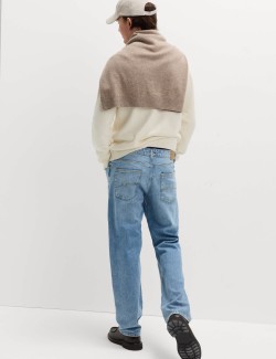 Pure Cotton Textured Crew Neck Jumper