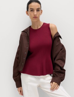 Ribbed Peplum Knitted Vest