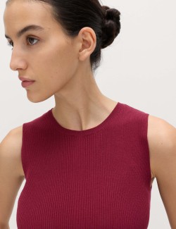 Ribbed Peplum Knitted Vest