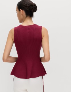 Ribbed Peplum Knitted Vest
