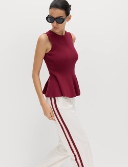 Ribbed Peplum Knitted Vest