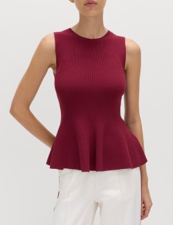 Ribbed Peplum Knitted Vest