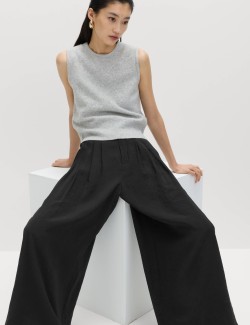 Pleat Front Palazzo Trousers