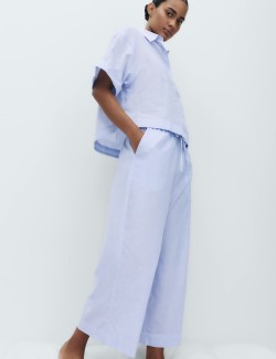 Pure Cotton Striped Cropped Pyjama Bottoms