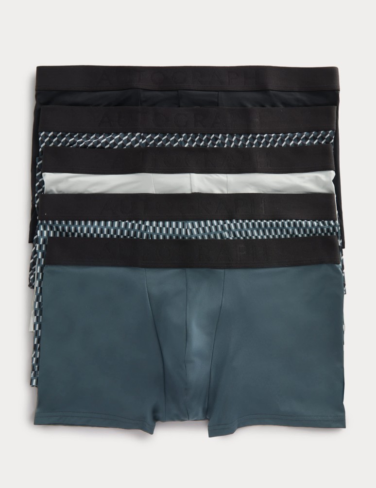 Bokové trenýrky Microskin s geometrickým vzorem, 5 ks v balení