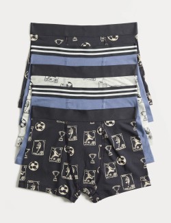 5 Pack Cotton Rich Football Trunks (5-16 Yrs)