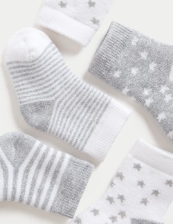 5pk Cotton Rich Terry Star Socks (0-2 Yrs)