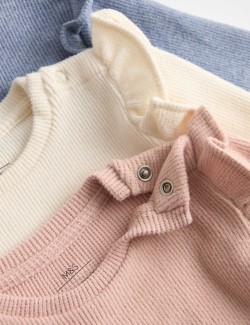 Topy s dlouhým rukávem, vaflový úplet, 3 ks v balení (0–3 roky)