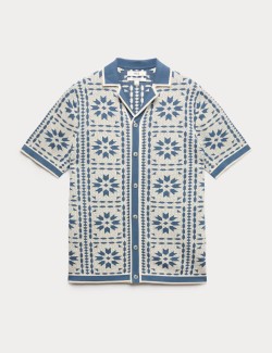 Polokošile z čisté bavlny s mozaikou a zapínáním knoflíky