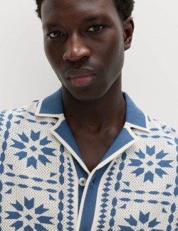 Polokošile z čisté bavlny s mozaikou a zapínáním knoflíky