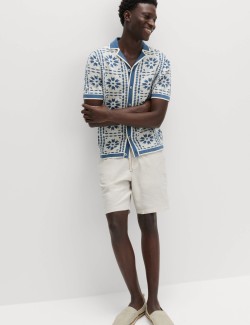 Polokošile z čisté bavlny s mozaikou a zapínáním knoflíky