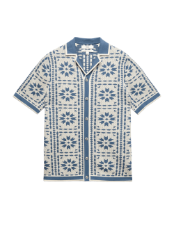 Polokošile z čisté bavlny s mozaikou a zapínáním knoflíky