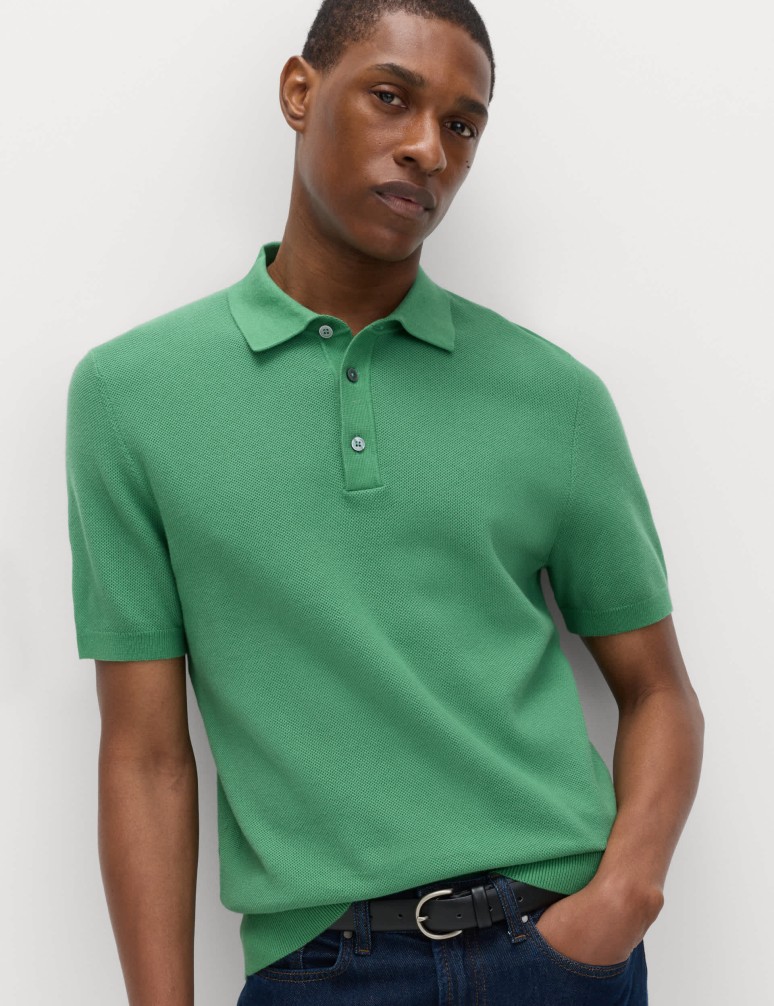 Pletená polokošile s texturou a vysokým podílem bavlny