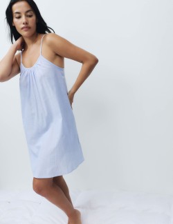 Pure Cotton Striped Short Chemise