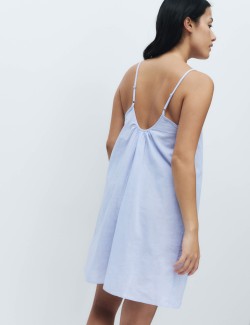 Pure Cotton Striped Short Chemise