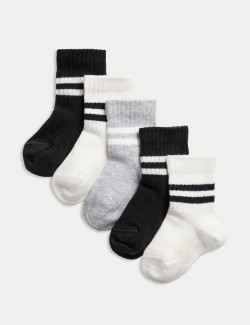 5pk Cotton Rich Baby Socks (0-3 Yrs)