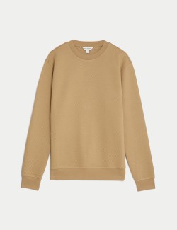 Cotton Rich Textured Crewneck Sweatshirt