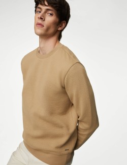 Cotton Rich Textured Crewneck Sweatshirt