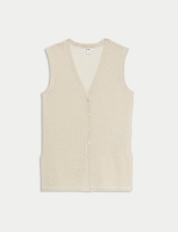 Metallic V-Neck Knitted Waistcoat