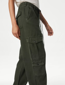 Twill Cargo Drawstring Trousers