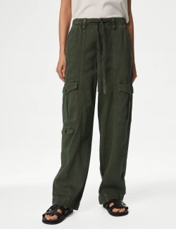 Twill Cargo Drawstring Trousers