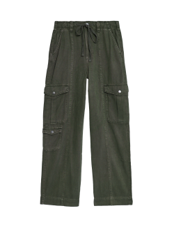 Twill Cargo Drawstring Trousers