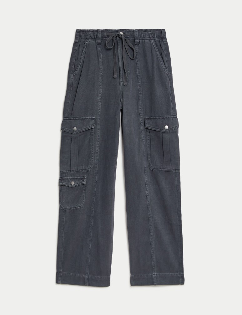 Twill Cargo Drawstring Trousers