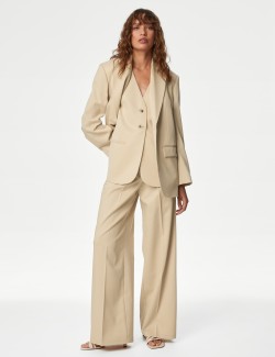 Lyocell Rich Pleat Front Wide Leg Trousers