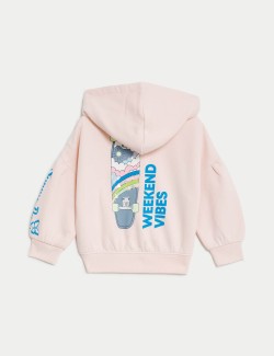 Cotton Rich Zip Slogan Hoodie (2-8 Yrs)