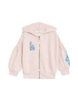 Cotton Rich Zip Slogan Hoodie (2-8 Yrs)