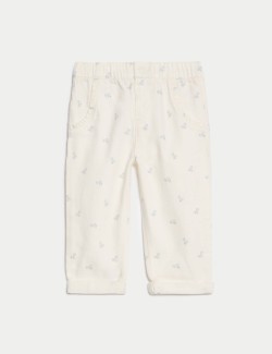 Pure Cotton Floral Jeans (0-3 Yrs)