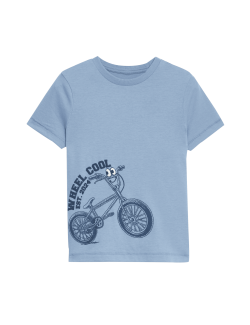 Pure Cotton Bike Print T-Shirt (2-8 Yrs)