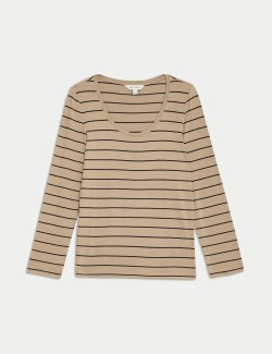 Jersey Striped Scoop Neck Top