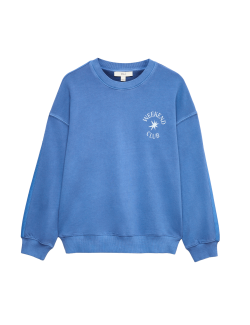 Pure Cotton Slogan Side Striped Sweatshirt