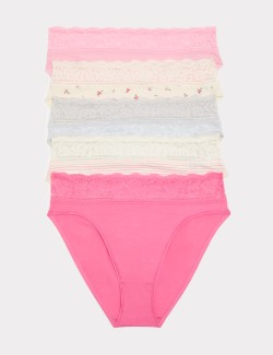 5pk Cotton Rich Printed High Leg Knickers