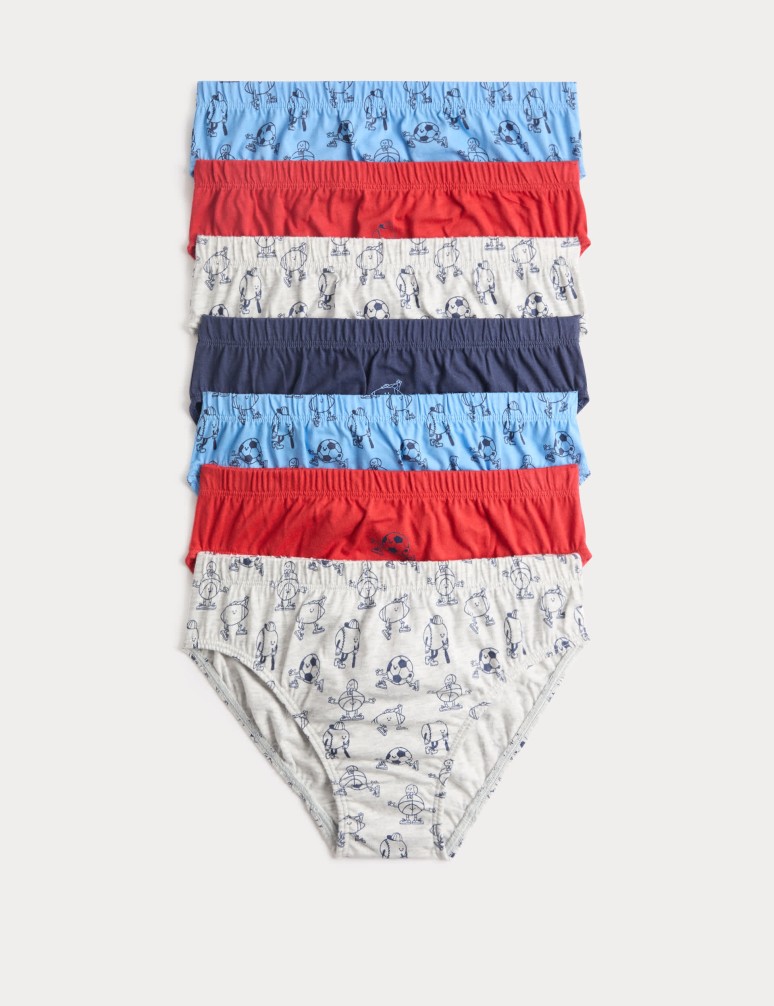 7 Pack Pure Cotton Sports Print Briefs (18 Mths-14 Yrs)