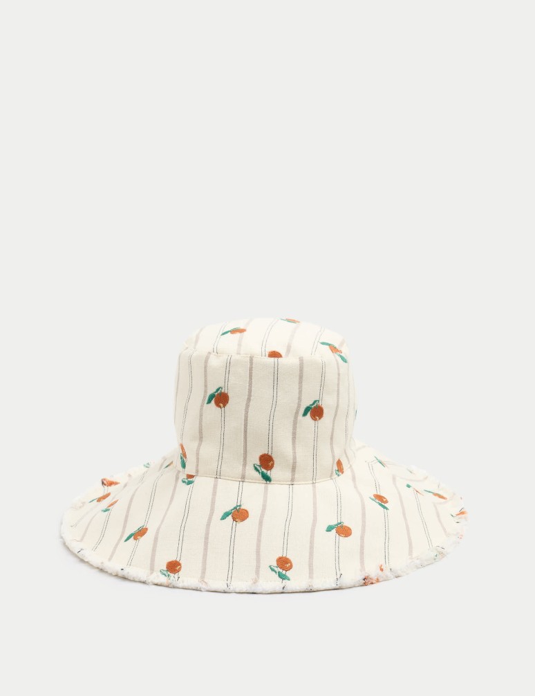 Pure Cotton Wide Brim Bucket Hat