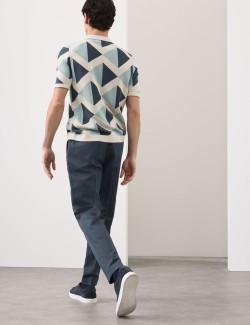 Mercerised Cotton Open Neck Knitted Polo Shirt