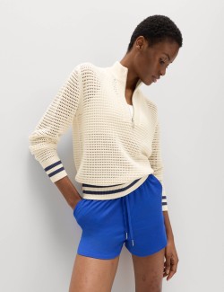 Funnel Neck Zip Up Relaxed Jumper
