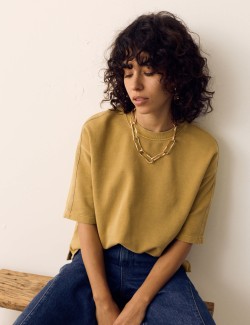 Pure Cotton Crew Neck Boxy Sweatshirt