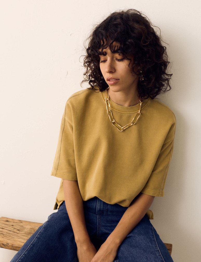 Pure Cotton Crew Neck Boxy Sweatshirt