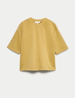 Pure Cotton Crew Neck Boxy Sweatshirt