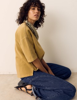 Pure Cotton Crew Neck Boxy Sweatshirt