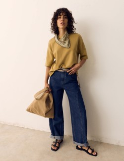 Pure Cotton Crew Neck Boxy Sweatshirt